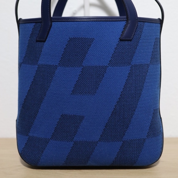 Hermes Limited Edition Color Blue Canvas Cabas H En Biais 27 Tote Bag - Picture 4 of 12